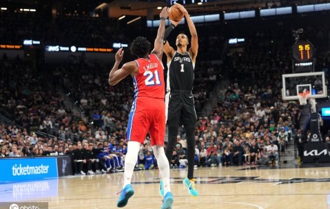 文班17分+伤退恩比德34+12 马刺大胜76人